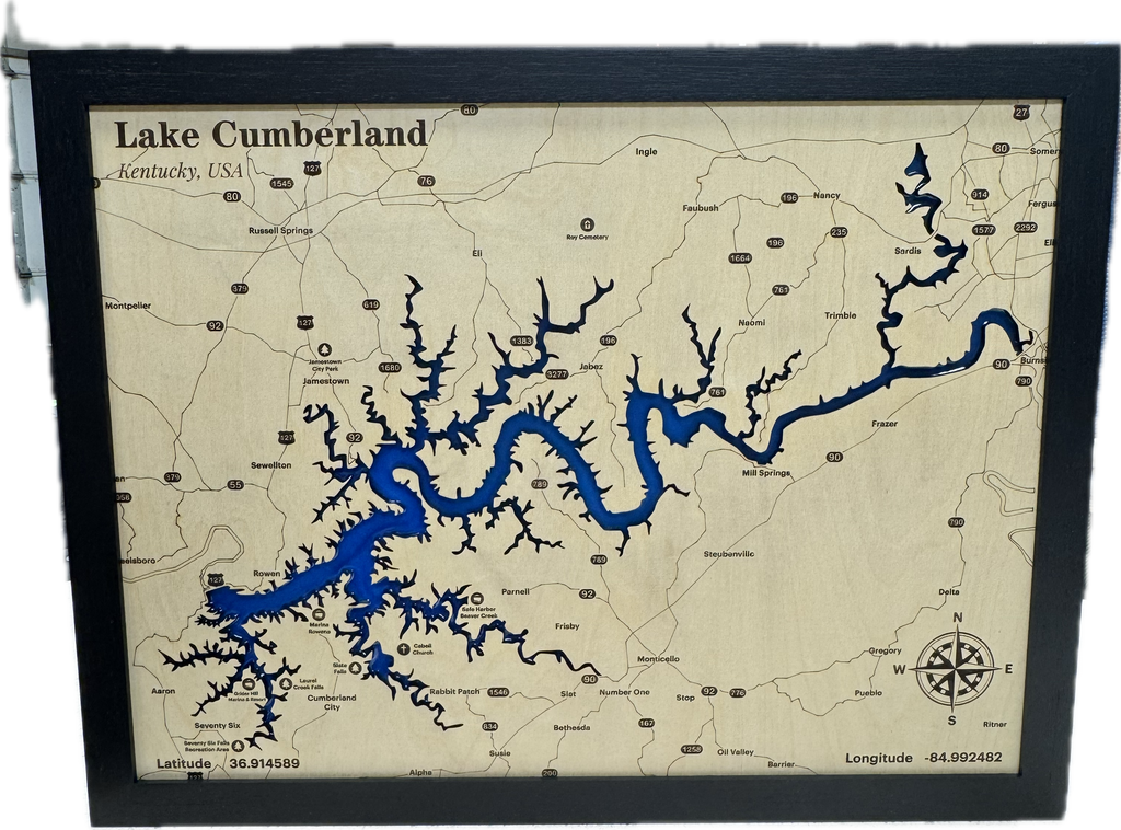 Lake Cumberland Epoxy map