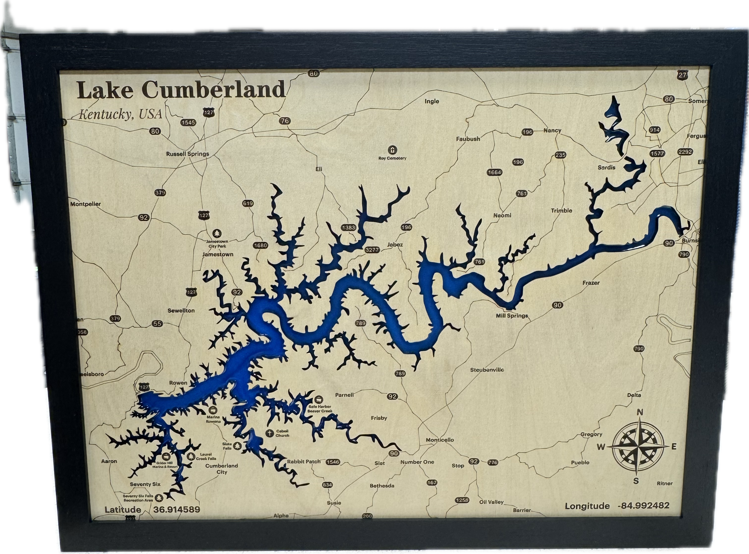 Lake Cumberland Epoxy map