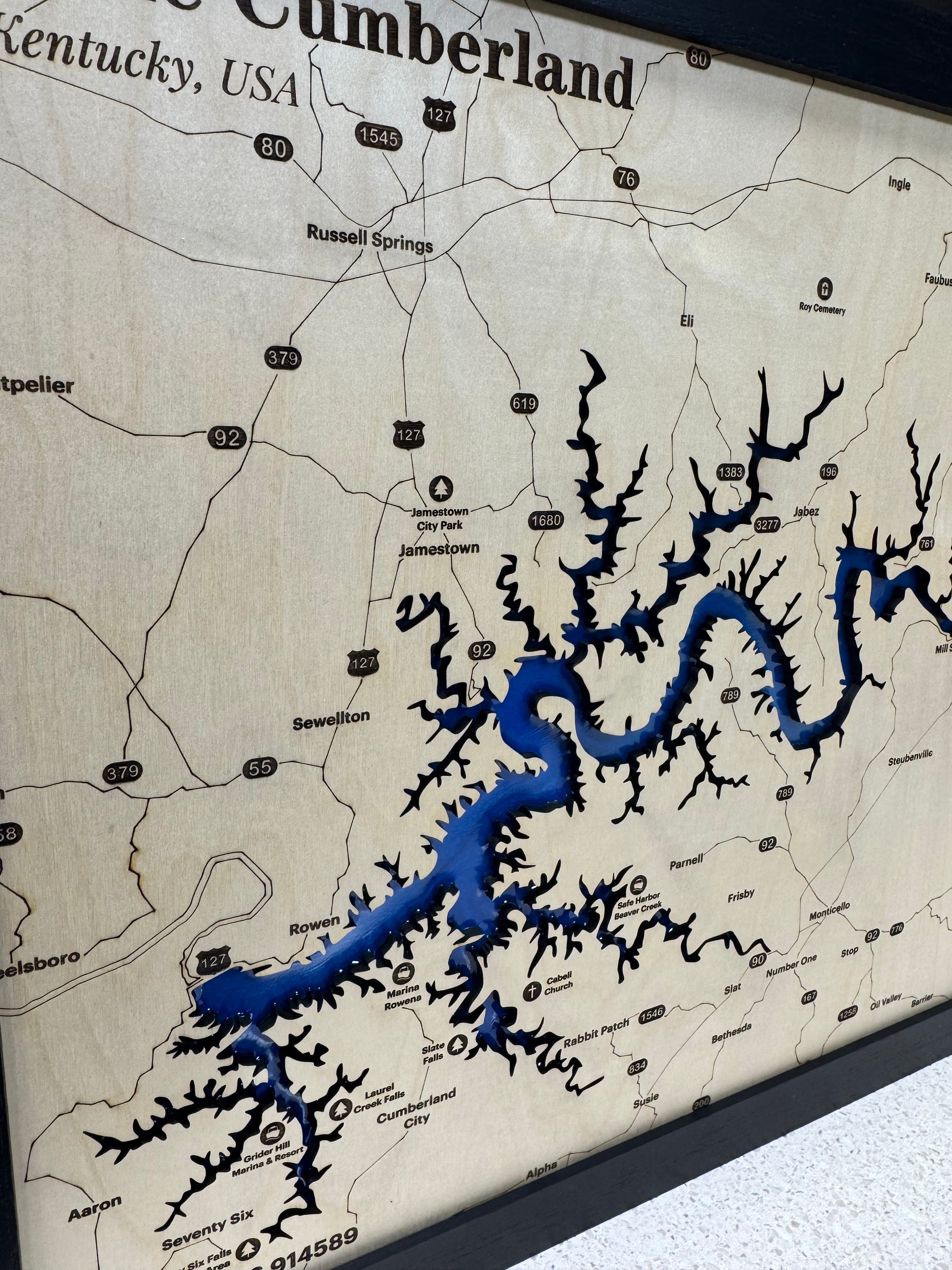 Lake Cumberland Epoxy map
