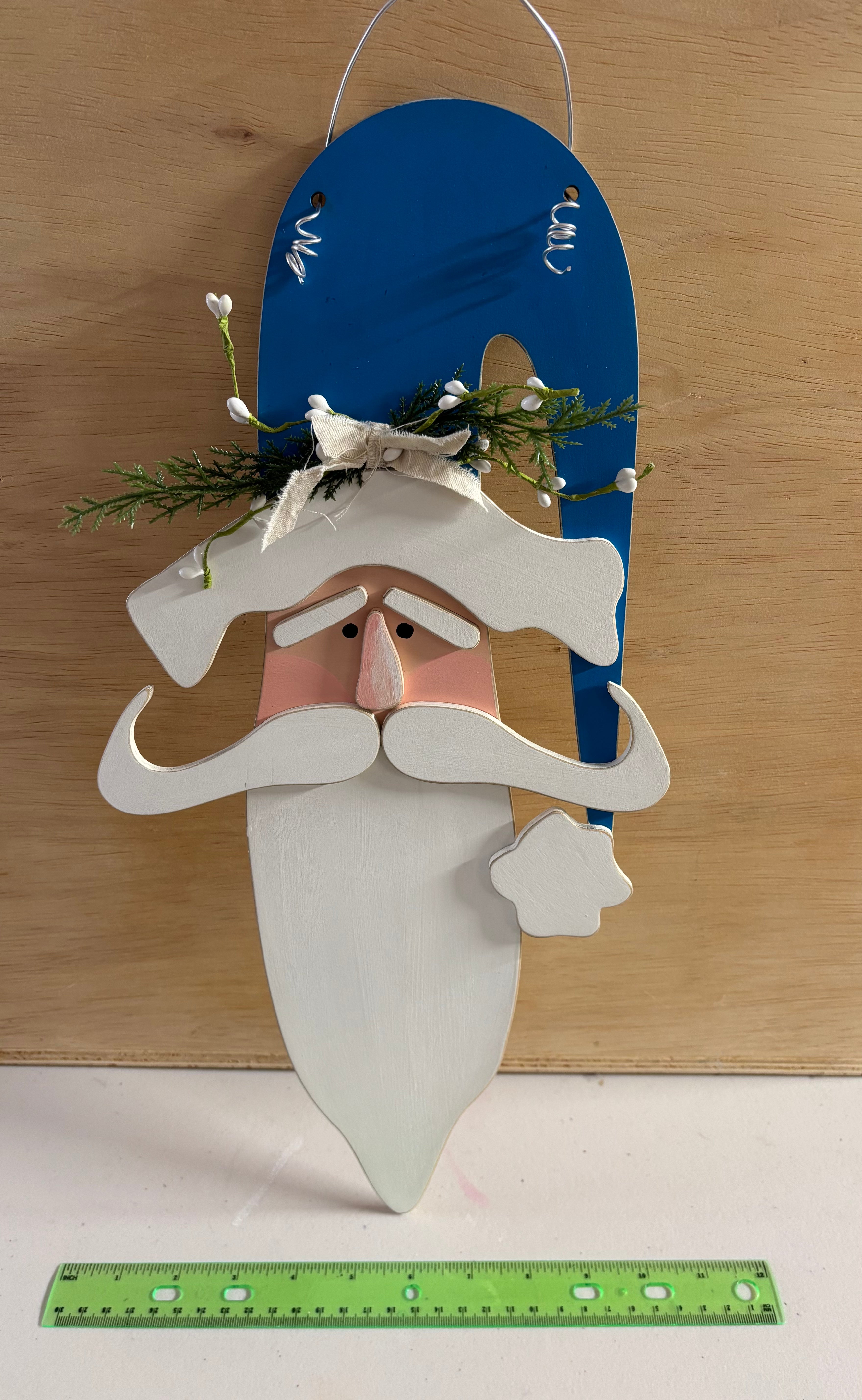 Santa Door Hanger - Blue Hat