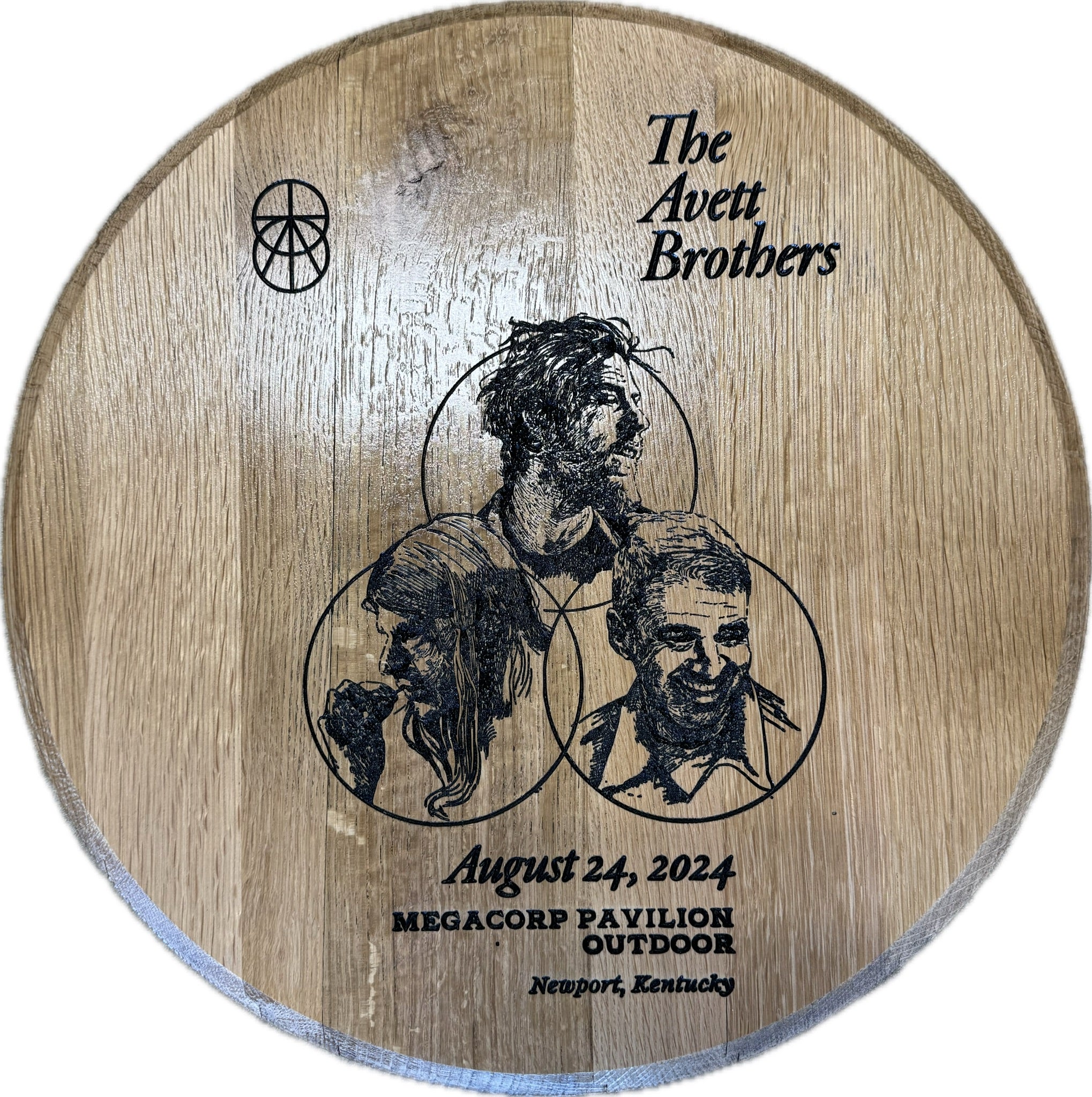 Custom Carved or Laser Engraved Bourbon Barrel Lid