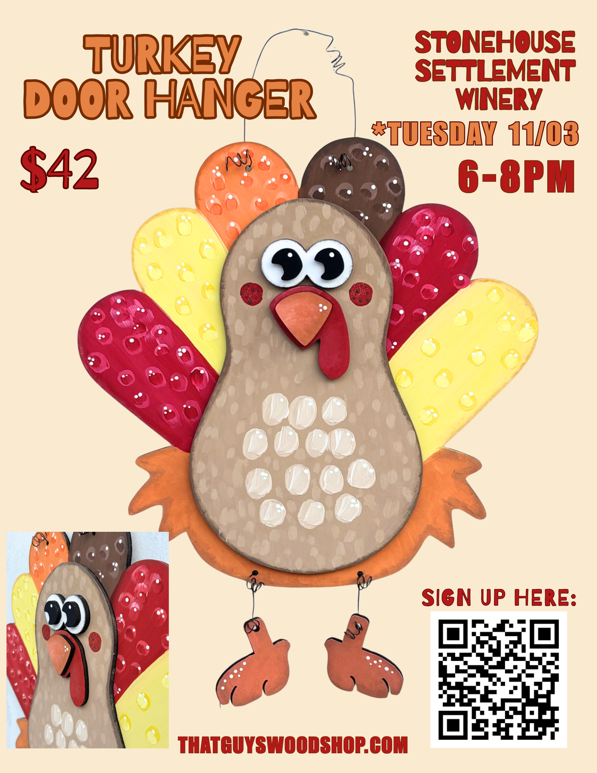 Turkey Door Hanger November 3rd at Stonehouse Settlement