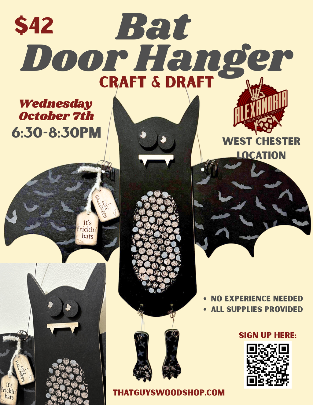 Bat Door Hanger October 7th at ABC West Chester