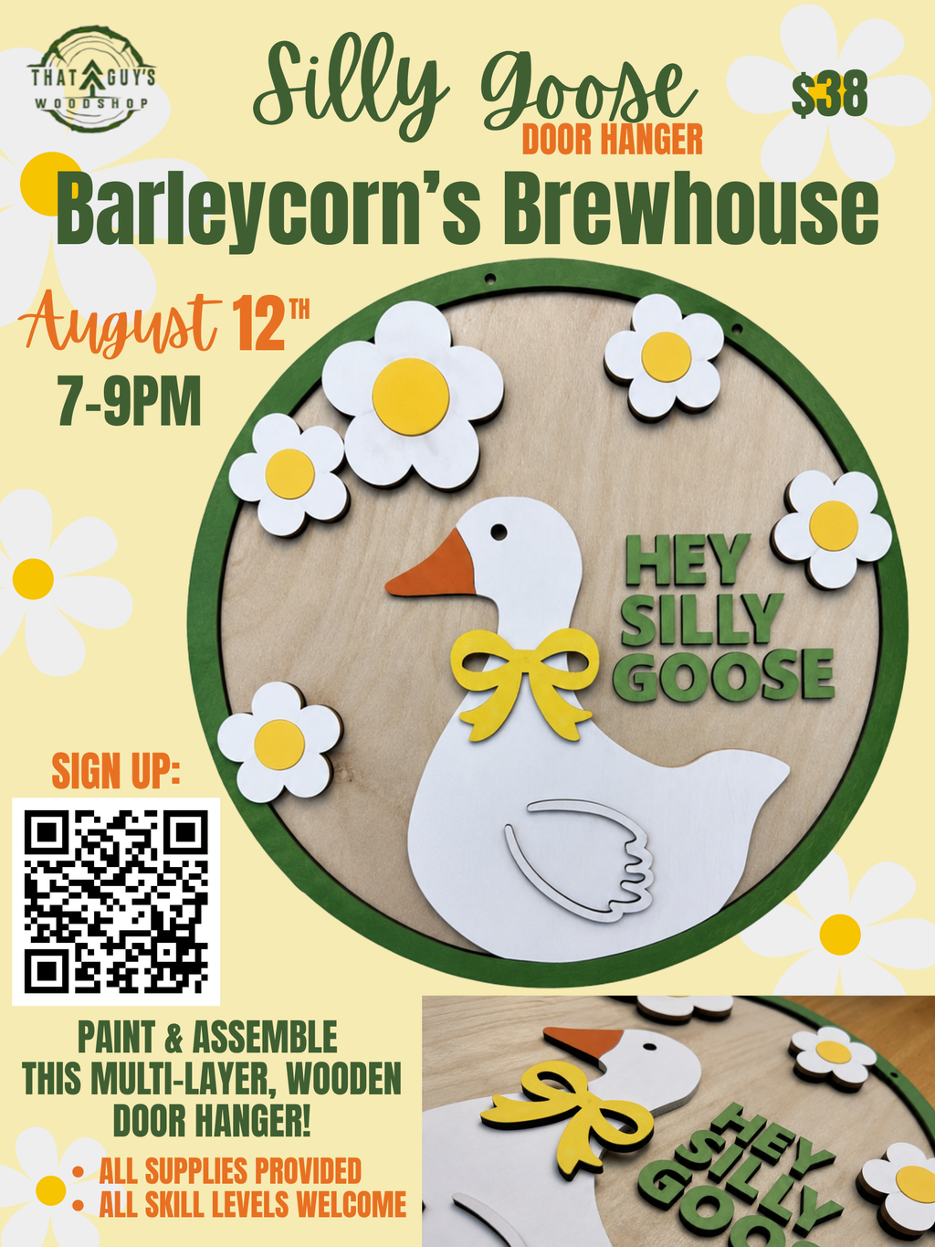 Silly Goose Door Hanger August 12th at Barleycorn's Brewhouse