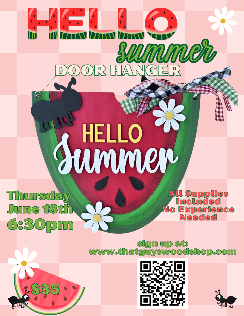 June 18th Summer Door Hanger Paint & Sip